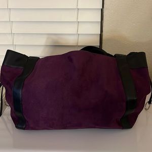 Tote Bag Purple Suede Black Leather